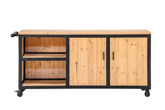 Verrijdbare houten buitenkeuken