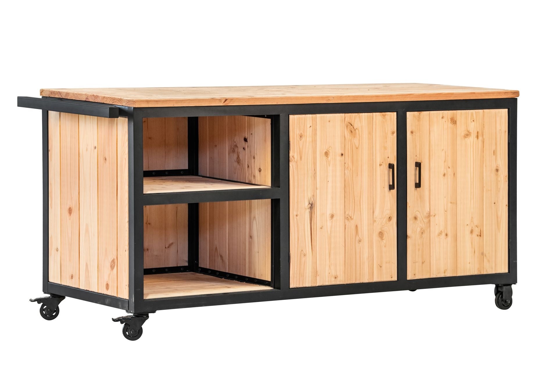 Verrijdbare houten buitenkeuken